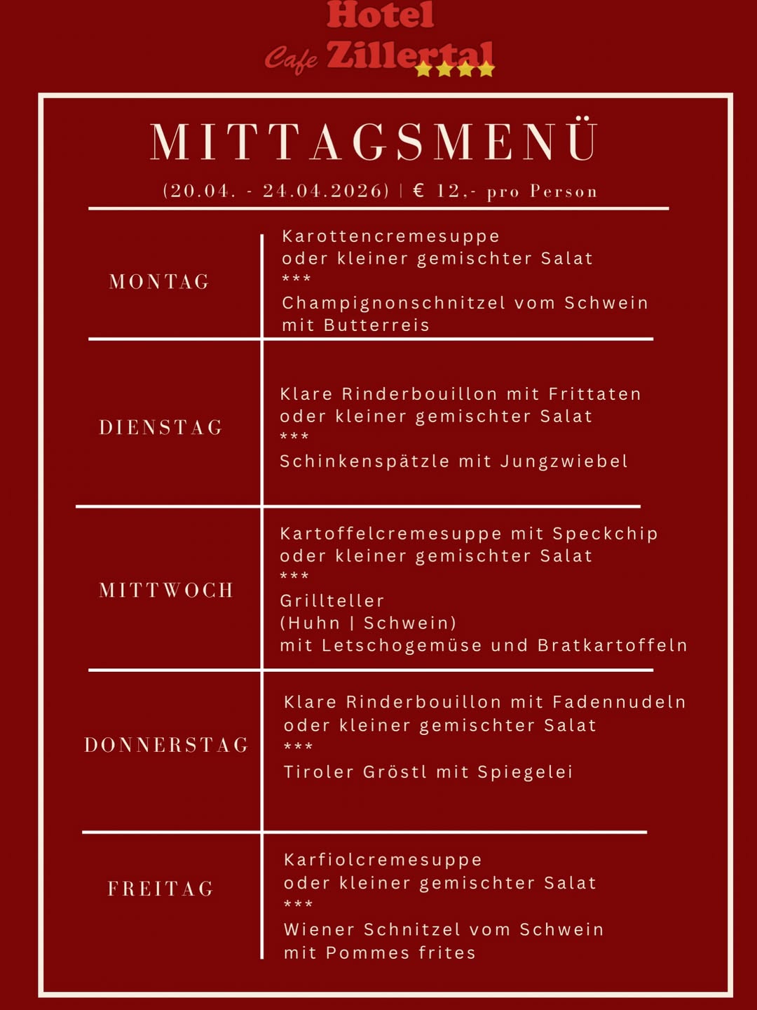 Mittagsmenü